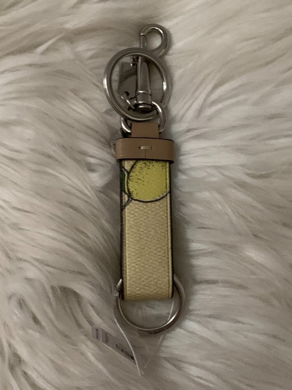 COACH Lemon Printed Trigger Snap Bag Charm Key Ring - Picture 3 of 3